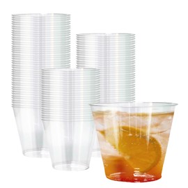 Yuedefly 100 pcs Plastic Cups,9 OZ Reusable Drinking Cup,270 ml Clear Crystal Plastic Tumblers, Elegant Party Glasses Tumblers Shot Cups for Home Decoration Party Wedding Birthday Camping