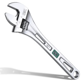 SK 10-Inch Adjustable Wrench, 1-1/4" Jaw Capacity, Cr-V Steel, SAE&Metric Scales