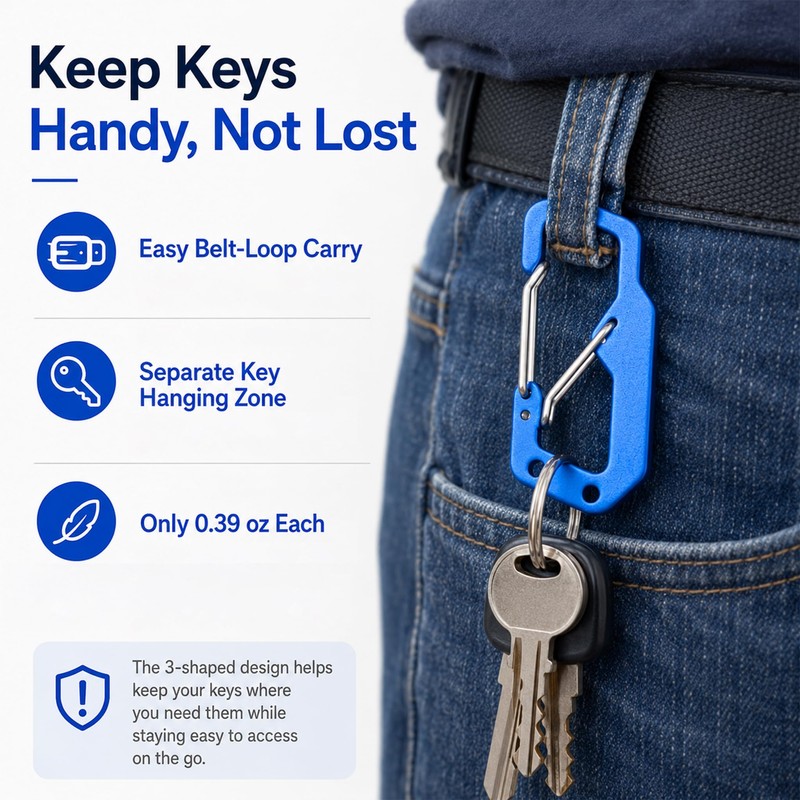Anti Pickpocket Zipper Lock for Backpacks, 3-Shaped Dual Spring Carabiner