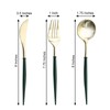 Tableclothsfactory 24 Pack | 8" Metallic Gold with Hunter Emerald