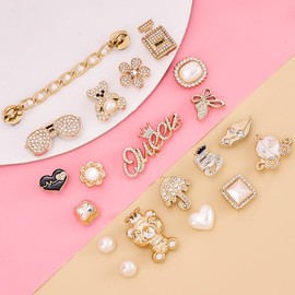 Bling Shoe Charms Girly Charms Bling Chain Shoes Accessories for Women Flower Clog Shoes Decoration Jewels Bling Cute Dcor for Girl Shoes Butterfly Jewelry Decorations for Party Favors Birthday Gifts