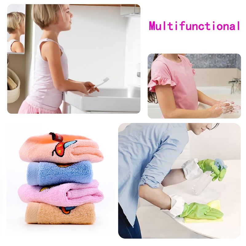 4-Pack Cute Cartoon Hand Towels, Soft & Absorbent 25x25cm Cotton