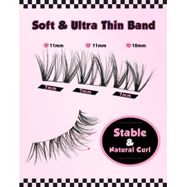 Natural Cluster Lashes Extensions Wispy Natural Look False Eyelashes Thin Band Volume Individual Lashes 3D Strips Eyelash Extensions DIY Lashes 7 Pairs Multipack