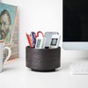 Czzmy Round Leather Art Supply Organizer,Remote Control Holder,360 Degree Spinning,Multi-Functional