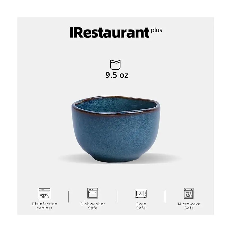 Organic Blue Irregular Stoneware Ceramic Cereal Bowls Dip Bowls Ice