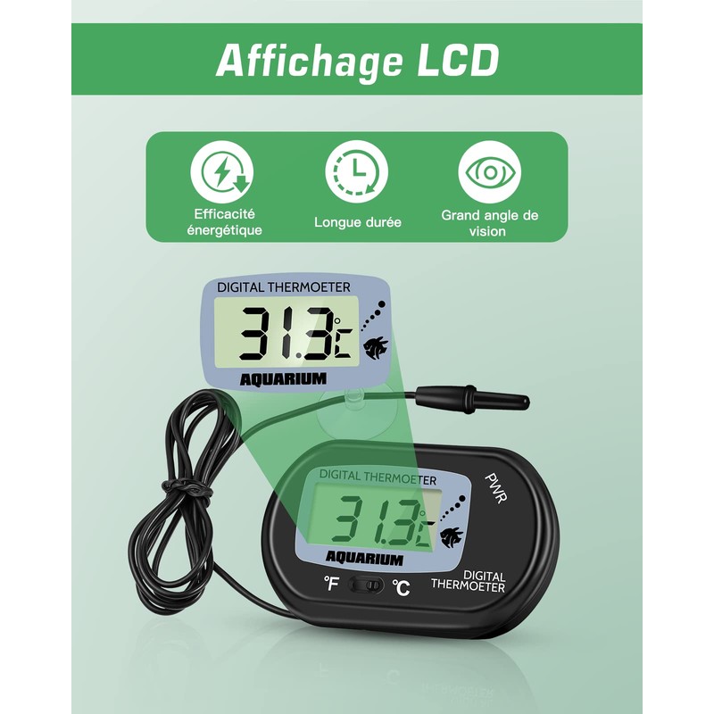 Zacro Aquarium Thermometer - LCD Digital Thermometer Aquarium with Suction