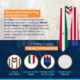 USA & Mexico Graduation Sash - Fits All Body Types - Premium Quality Mixed American & Mexican Stole