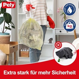 Pely Drawstring Bin Liners Extra Strong Value Pack (4 x 17 Pieces), Yellow, for Disposal of Residual Waste (25 Litres) (25 Litres)