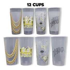 ReVè Hip-Hop Cups – Set of 12 | 12oz Reusable, Eco-Friendly, Durable Plastic Cups | Made in France | BPA-Free Tumblers | Top-Rack Dishwasher Safe | Recycled & Recyclable