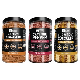 PURE ORIGINAL INGREDIENTS PURE ORIGINAL INGREDIENTS Cayenne Pepper, Ceylon Cinnamon, Turmeric Curcumin Bundle (730 Capsules)