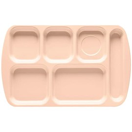 G.E.T. Enterprises TR-151-T Tan 15.5" x 10" 6-Compartment Tray School Trays, Melamine (Pack of 12)