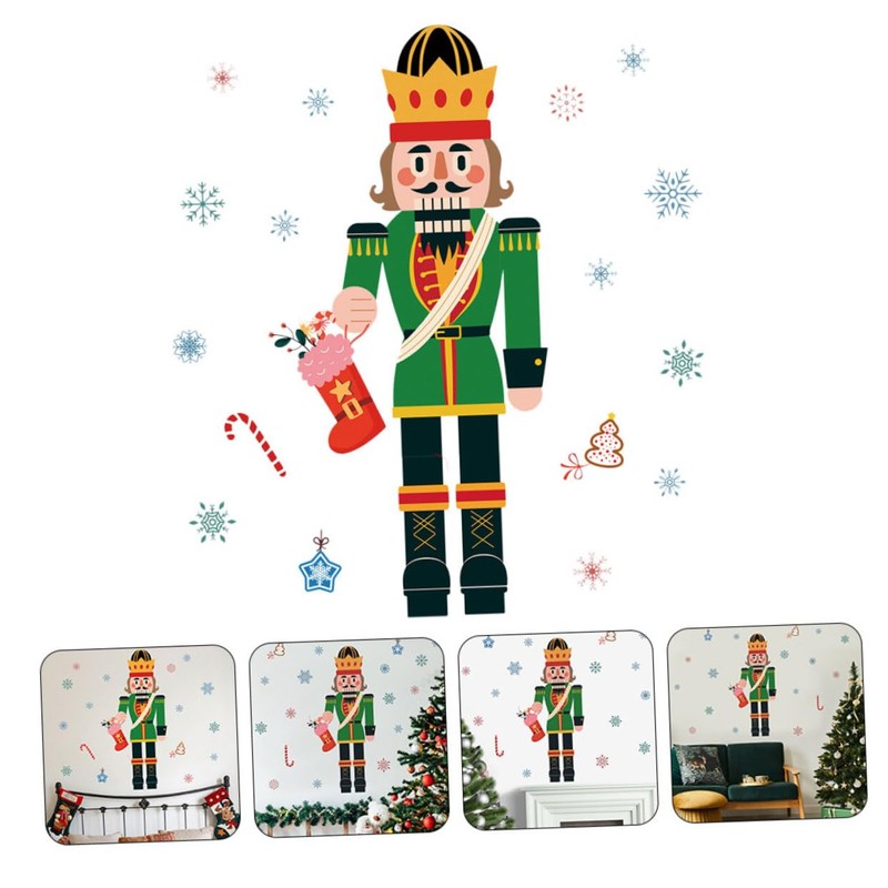 Alipis Window Decorative Sticker Nutcracker Window Sticker Christmas Glass Decal