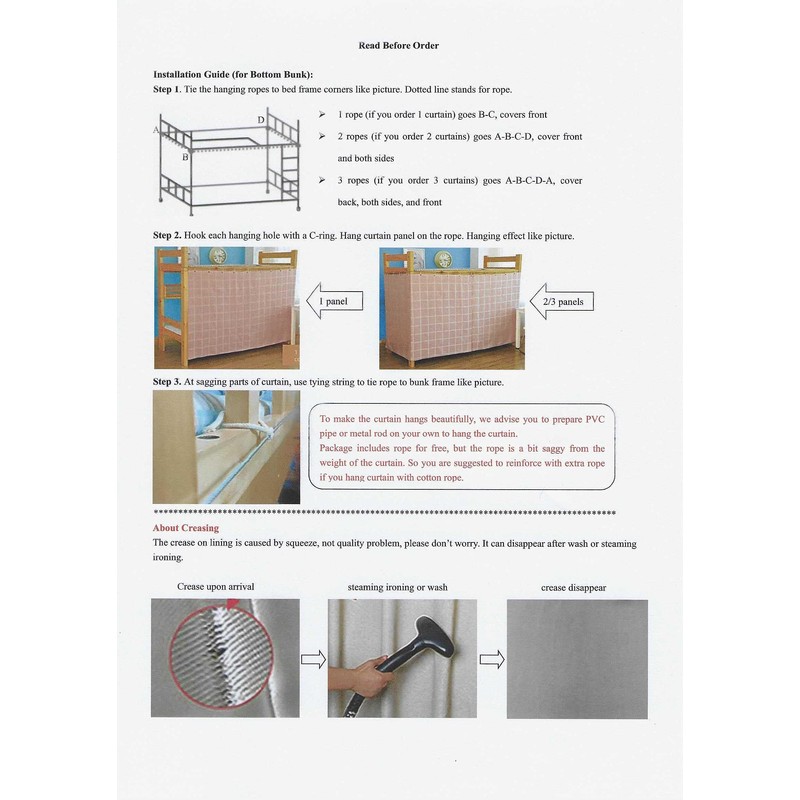 Teanea Solid Bottom Bunk Bed Blackout Curtains Privacy Cloth Single