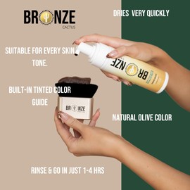 Bronze Cactus Express Self Tanning Mousse – Hyaluronic Acid, Fragrance-Free | Fast Bronzed Glow in 1-4 Hours for Face & Body | Lightweight, Non-Sticky, Suitable All Skin Types | 6.7 fl oz