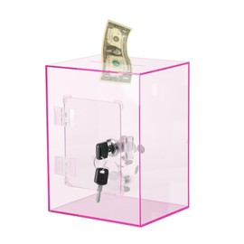 Clear Piggy Bank for Adults Kids with Key, Openable Large Acrylic Piggy Bank Money Saving Box, Reusable Coin Bank Change Jar for Real Money, for All Ages(Pink)