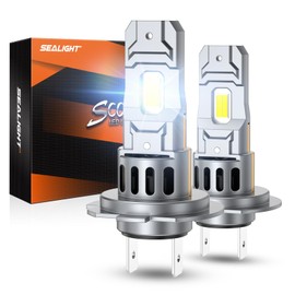 SEALIGHT H7 Light Bulbs, 28000LM 6500K Fog Lights with Cooling Fan, 1:1 Design, Plug-N-Play, Pack of 2