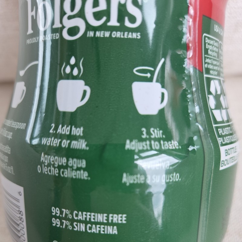 Folgers Classic Roast Decaffeinated Instant Coffee Crystals 8 oz New