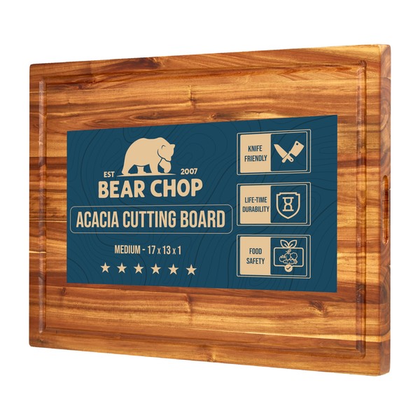 Bearchop Acacia Wood Cutting Boards for Kitchen, [17" x 13"