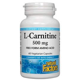 Natural Factors, L-Carnitine 500 mg, Energy Support, 60 Capsules (60 Servings)
