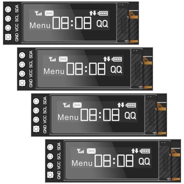 YELUFT 4 Pieces 0.91 Inch I2C OLED Display Module 128