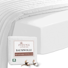 Pizuna 400 Thread Count Cotton Fitted Sheet, 100% Long Staple Cotton Fitted Sheet, Soft Mako Satin Weave, 100% Cotton Fitted Sheet