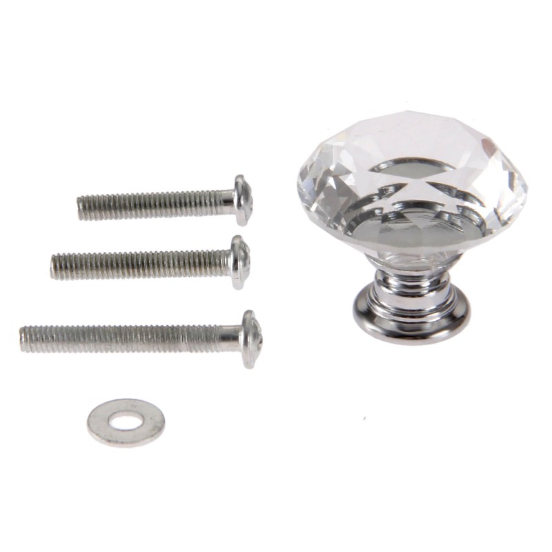 Mtsooning 2PCS Diamond Glass Knob, 30mm/1.18" Clear Shaped Crystal Pull