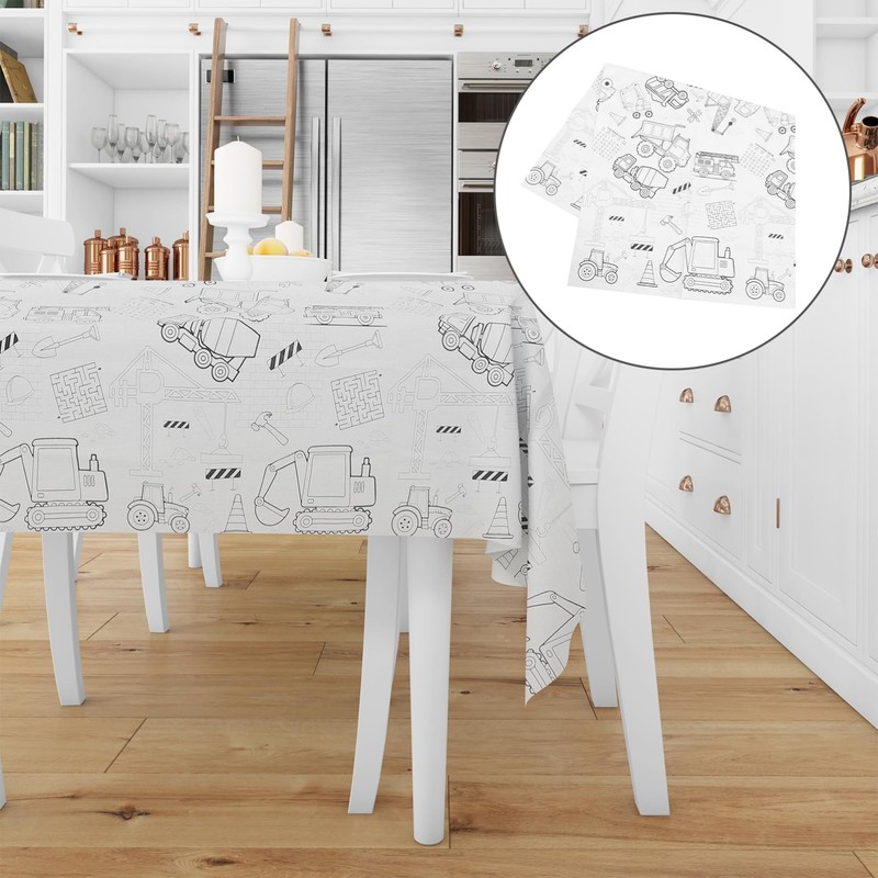 COHEALI Party Paper Tablecloth Birthday Decor Coloring Engineering Vehicle Theme