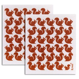 NineLives Squirrel Dish Cloth Set of 2 | Cloth for Dishes, Kitchen, Bathroom, Beige Pot Holder, Sponge Cloth, Cleaning Cloth