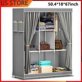 Design Portable Closet Wardrobe Clothes Rack Storage Organizer Shelf Bedroom New