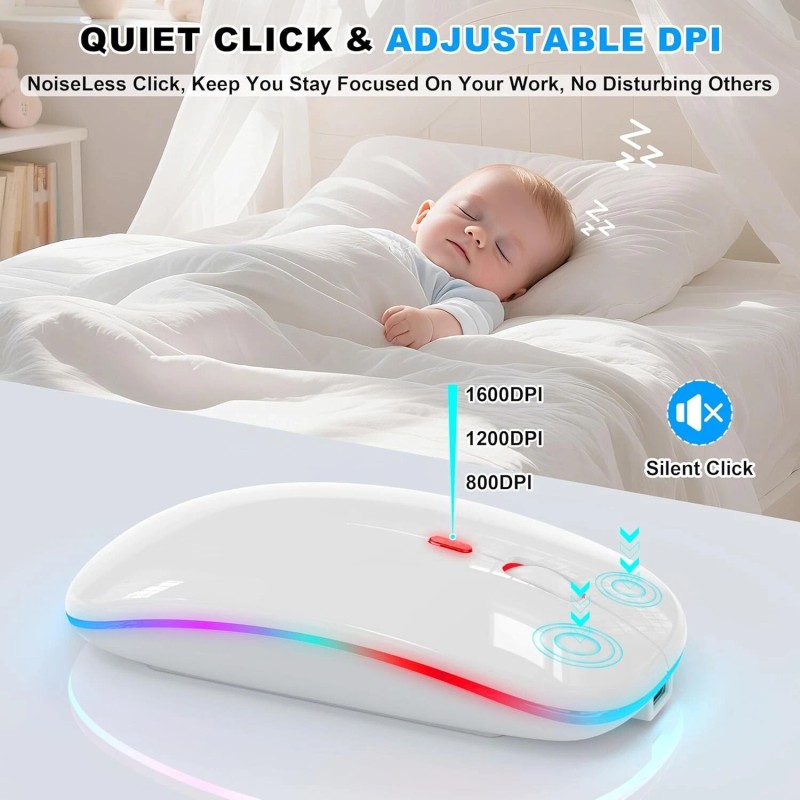 FYBC Bluetooth LED 2.4G Wireless Mouse Luminous Slim Design for