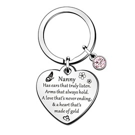 QMVMV Nanny Gifts Nanny Keyring from Grandchildren Christmas Birthday Thanksgiving Mother's Day Grandma Grandmother Keychain Present