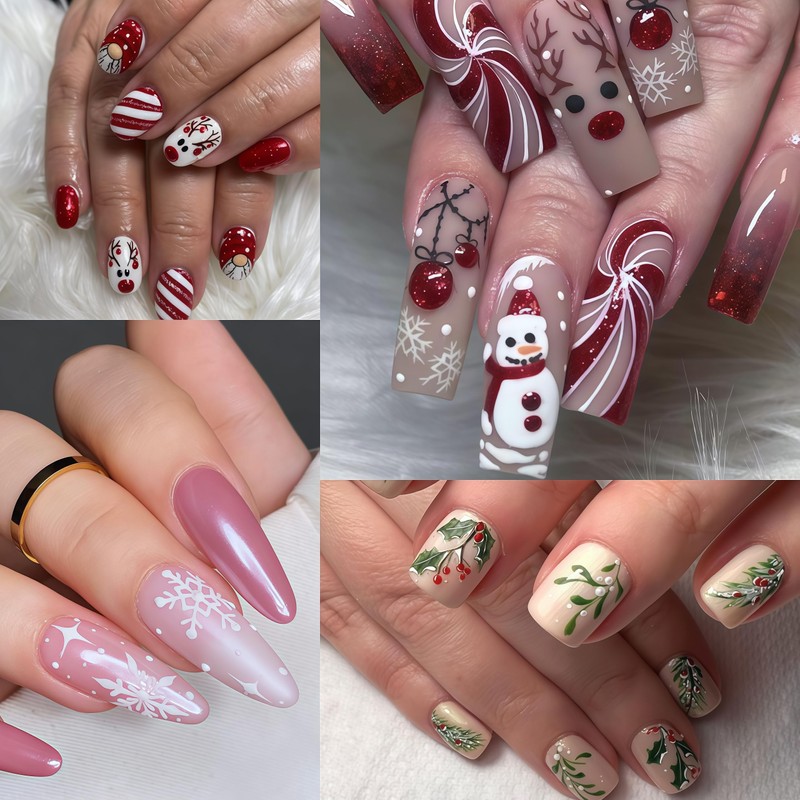 8 Pcs Snowflake Nail Stickers 5D Embossed Self-Adhesive Xmas Snowball