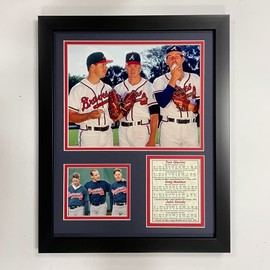 Legends Never Die "Tom Glavine, Greg Maddux and John Smoltz Framed Photo Collage, 11 x 14-Inch (11179U), Black