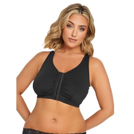 Yours Non-Wired Front Fastening Bra - Women's - Plus Size Curve Black