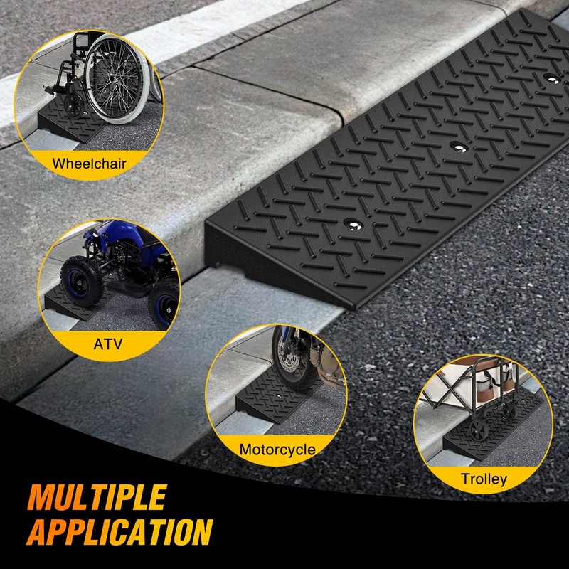Nilight 2.4" Rise Curb Ramps, Heavy Duty Rubber Driveway Threshold