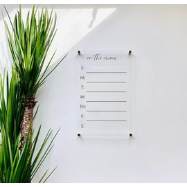 Large Clear Acrylic Menu Board for wall | Dry-Erase Message White Board Calendar Wall Mounted Office Home Family Organization Tools Must Haves School Kids Adult Mom Teen Monthly Weekly ADHD Tools
