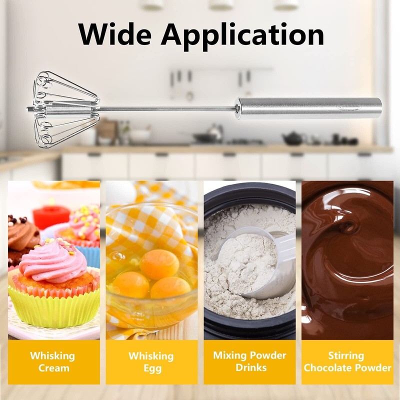 Newness Whizzy Whisk, Stainless Steel Semi Automatic Whisk Blender for