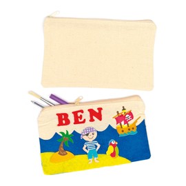 Baker Ross E6627 Ross Fabric Pencil Case - for Children to Decorate - Storage Stationery - Pack of 5, 21.5 cm x 12 cm