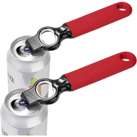 2-in-1 Soda Can Tab & Beer Bottle Opener, Red, 2-Pack