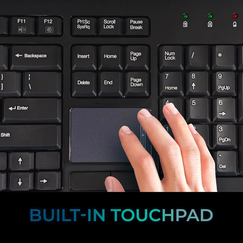 Adesso WKB-4400UB Wireless Desktop Touchpad Keyboard - 2.4GHz RF Wireless