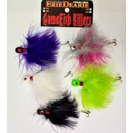 Erie Dearie 5 x  1/4 oz Erie Dearie Game Fish Killers  Marabou Jigs- & Stinger Hook - 5 - 1/4 oz.  Assorted
