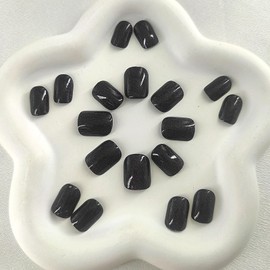 Solid Color Press on Nails Square Fake Nails Acrylic Glue on Nails Magic Purple Nail Press ons with Glitter Designs Discoloration for Girls 24Pcs Glossy Artificial Stick on Nails Art