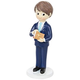 Mopec Figure Communion Child Suit and Bible, Polyresin, Navy Blue, 6.5 x 6.5 x 17 cm