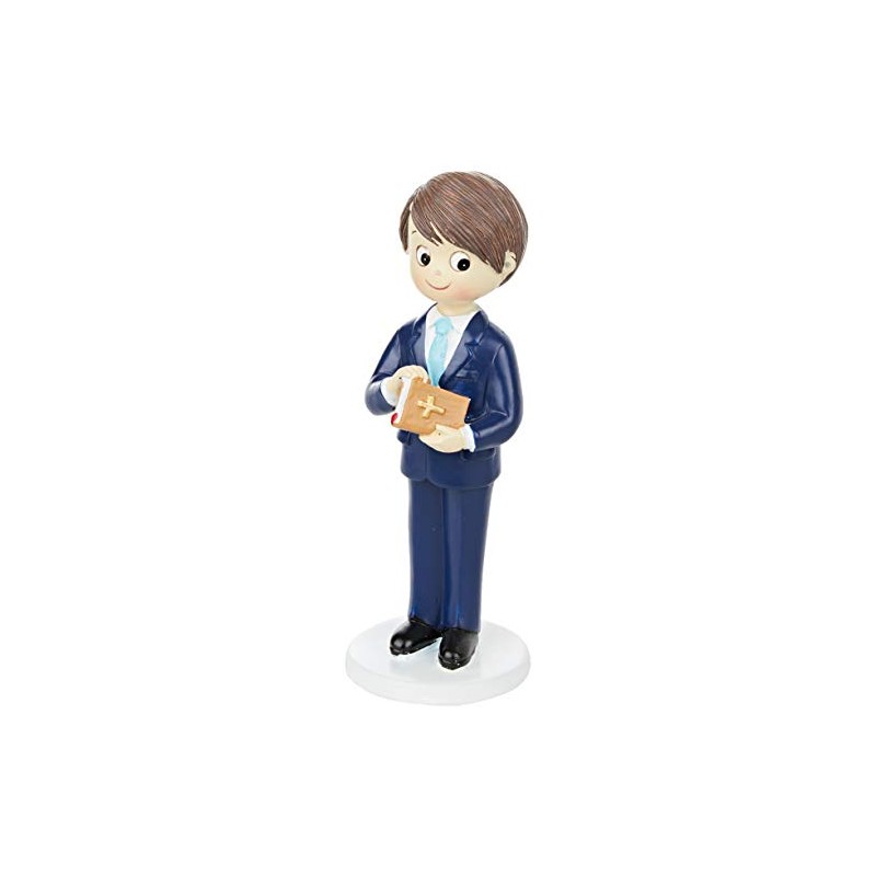 Mopec Figure Communion Child Suit and Bible, Polyresin, Navy Blue,