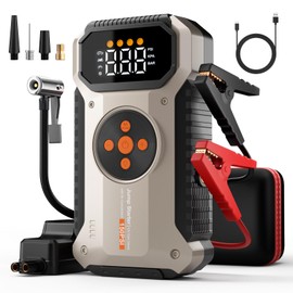 Geeneu Portable Jump Starter with Air Compressor 5000A, 12V Car Charger Jump Starter Power Pack,150 PSI Tire Inflator and Jumper Box for 9.0L Gas/7.5L Diesel