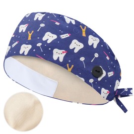 QBA Adjustable Working Cap with Button, Cotton Working Hat Sweatband, Elastic Bandage Tie Back Hats for Women & Men, One Size