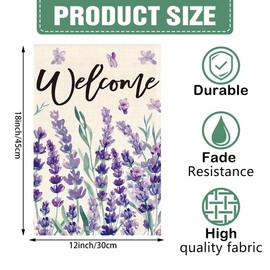 YBTLhome Welcome Spring Lavender Spring And Summer Garden Flags Double-Sided Print Home Decor, Outside Decor, Yard Decor, Garden Decor, Holiday Decor(No Flagpole) 12 * 18in/30 * 45cm