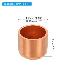 PATIKIL 3pcs 12.75mm Inner Diameter Copper Tube End Caps Copper Fitting Cap Sweat Plug Solder Connection for Piping HVAC Air Conditioner