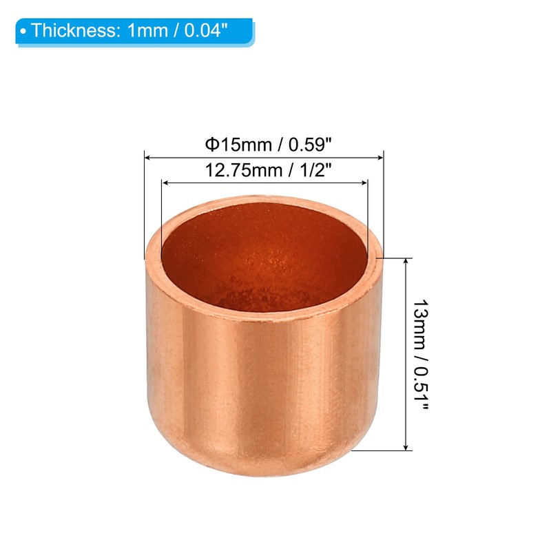 PATIKIL 3pcs 12.75mm Inner Diameter Copper Tube End Caps Copper