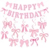 Bow Birthday Party Decorations, Pink Bow Birthday Banner Bow Party